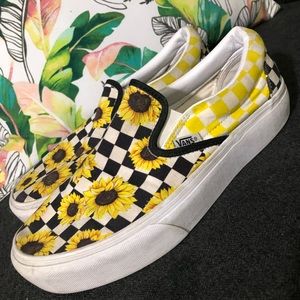 VANS SUNFLOWER PLATFORM CHECKERED SHOES